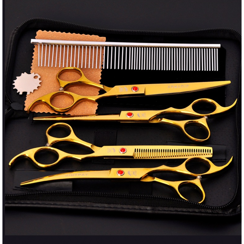 Dog Grooming Scissors Set, Safety Round Blunt Tip Grooming Tools, Professional Curved,Thinning,Straight Scissors