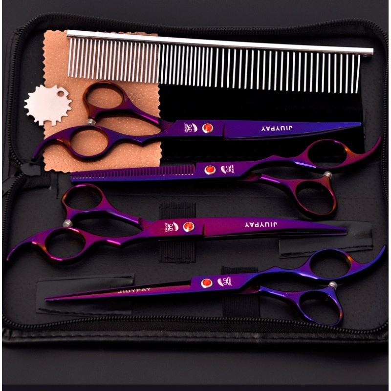 Dog Grooming Scissors Set, Safety Round Blunt Tip Grooming Tools, Professional Curved,Thinning,Straight Scissors