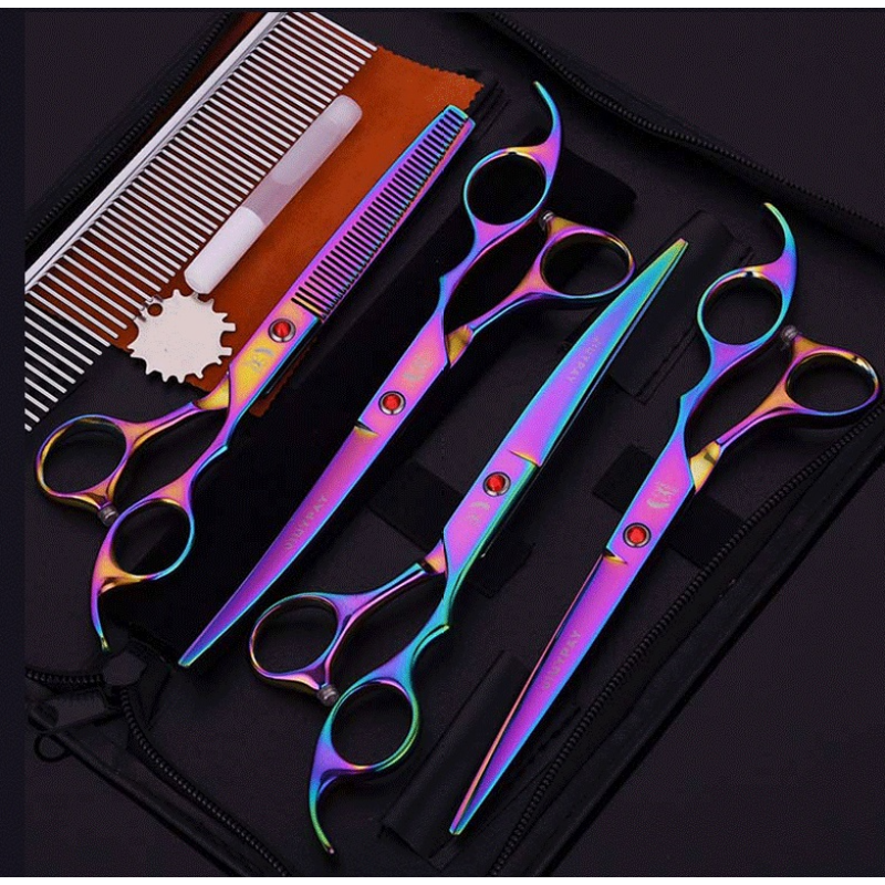 Dog Grooming Scissors Set, Safety Round Blunt Tip Grooming Tools, Professional Curved,Thinning,Straight Scissors