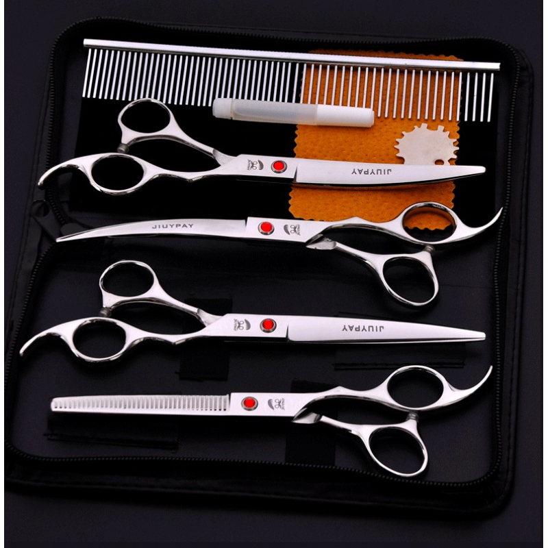 Dog Grooming Scissors Set, Safety Round Blunt Tip Grooming Tools, Professional Curved,Thinning,Straight Scissors