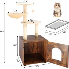 Washroom with Scratching Post Wooden Cat House For Cat Indoor Cat Litter Box