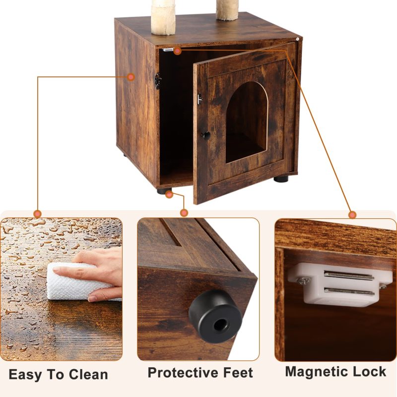 Washroom with Scratching Post Wooden Cat House For Cat Indoor Cat Litter Box