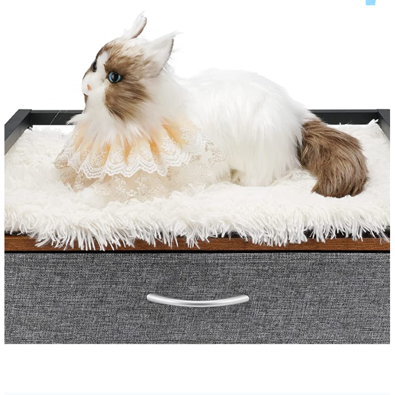 Pet Cat Bed Frame with Drawer Elevated Dog Furniture