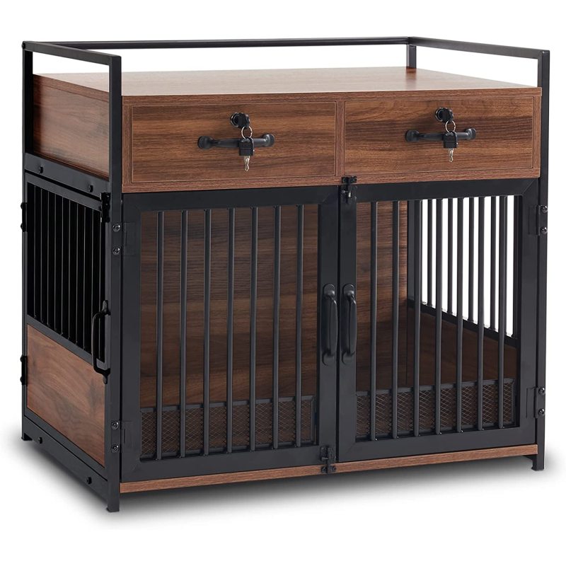 Dog Crate End Table Furniture Style Dog Crate with Storage Drawers