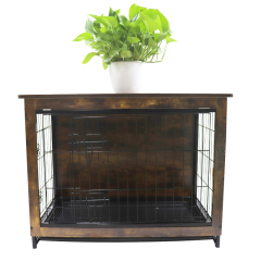 Wooden Dog Crate Furniture Indoor Pet End Table Kennel with Double Doors Puppy House