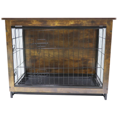 Wooden Dog Crate Furniture Indoor Pet End Table Kennel with Double Doors Puppy House