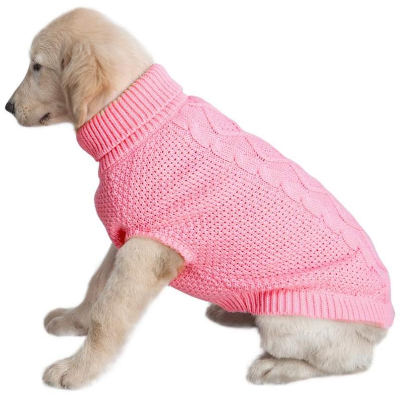 Dog Sweater Winter Coat Apparel Classic Cable Knit Clothes for Cold Weather