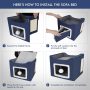 Foldable Cube Cat Houses with Fluffy Ball Hanging and Scratch Pad for Pet Cat House