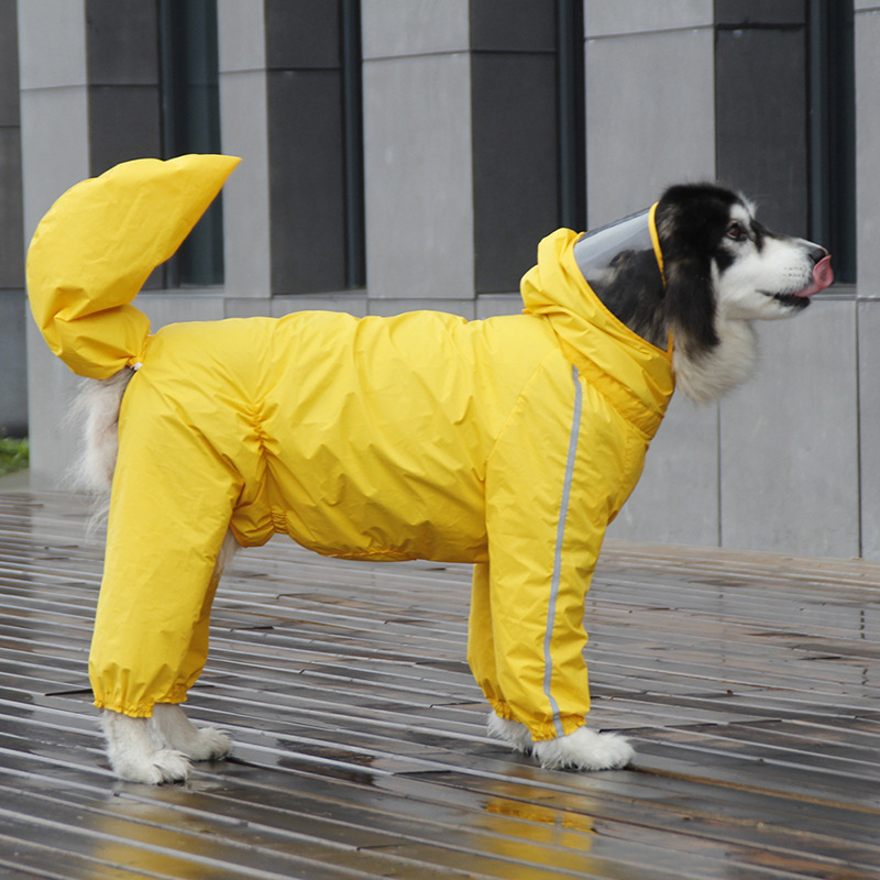 Pet Poncho Dog Raincoat 4 Leg All Covered Rain coat with Hood  Lightweight Dog Rain Poncho for Medium Large Dogs