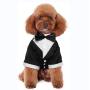 Puppy Pet Small Dog Wedding Shirt Formal Tuxedo With Black Tie For Suit Party Outfit Dog Prince Wedding Bow Tie
