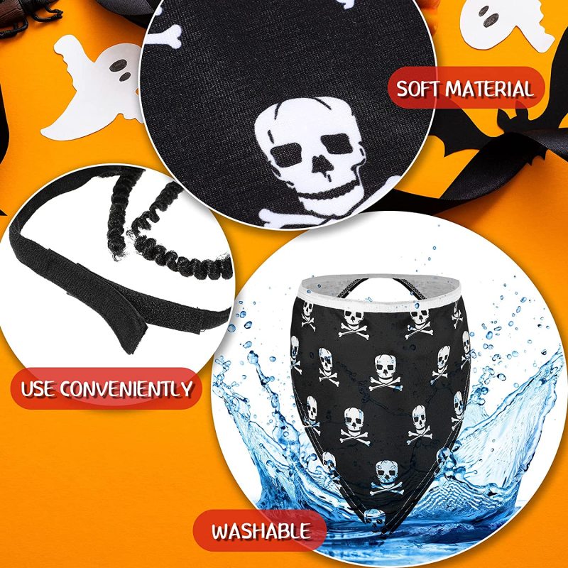 Nice Halloween cosplay costume set: you will get 1 piece of pet pirate hat and bone Halloween pet bandanas