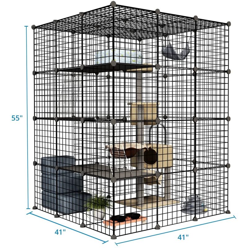 Balcony Cat Playpen with Platforms Cat Cages DIY Kennels Crate Large Exercise Place Ideal for Pet