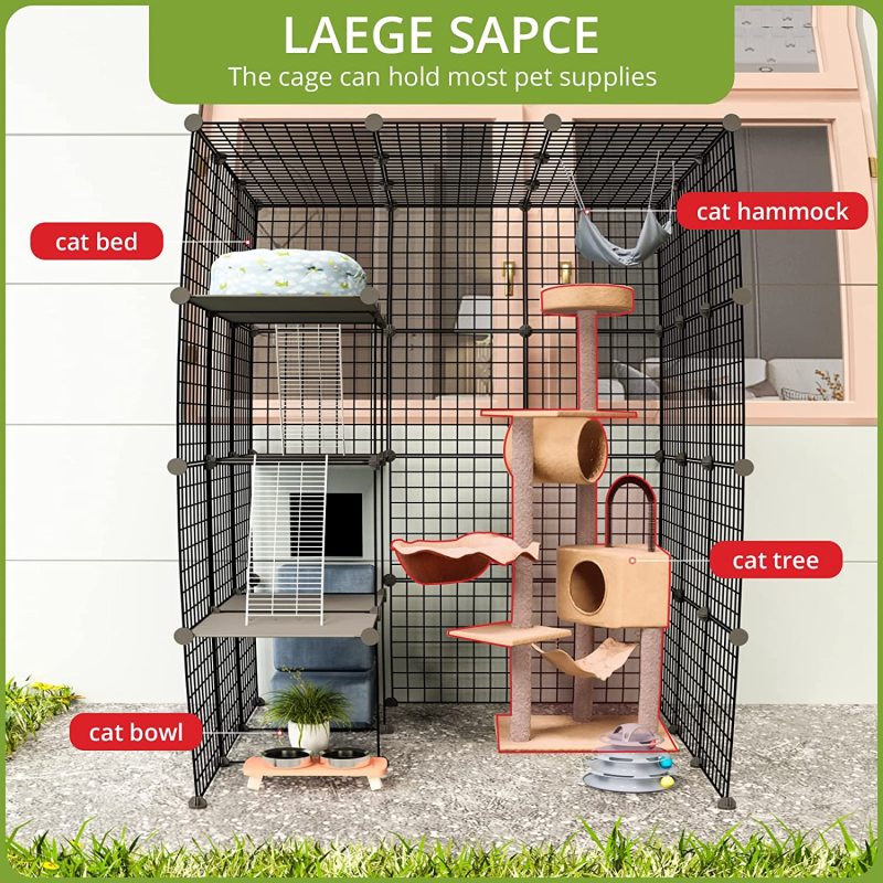 Balcony Cat Playpen with Platforms Cat Cages DIY Kennels Crate Large Exercise Place Ideal for Pet