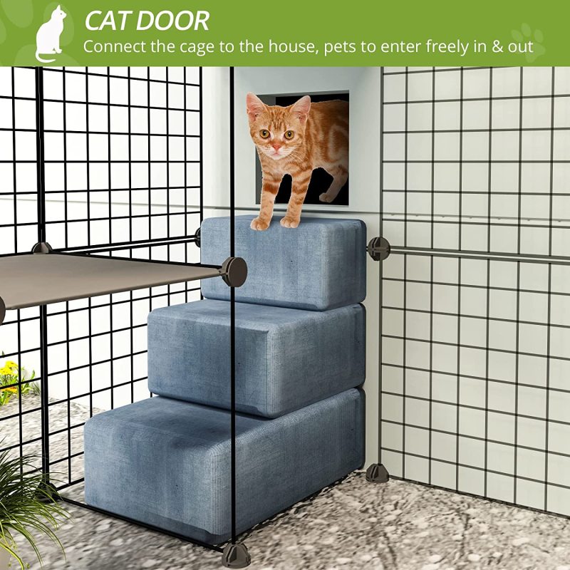Balcony Cat Playpen with Platforms Cat Cages DIY Kennels Crate Large Exercise Place Ideal for Pet