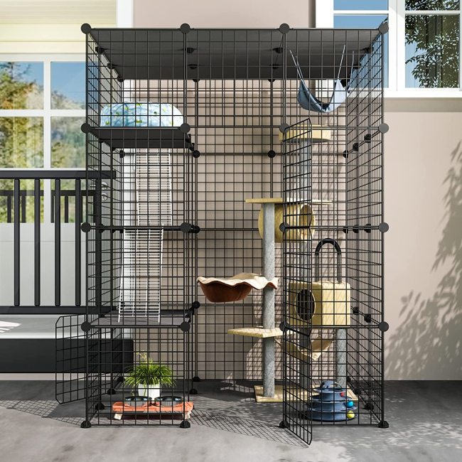 Balcony Cat Playpen with Platforms Cat Cages DIY Kennels Crate Large Exercise Place Ideal for Pet