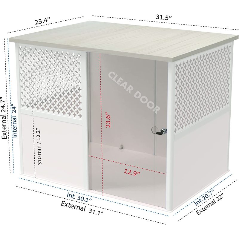 Indoor Pet Kennel with Lockable Acrylic Sliding Door Dog Cage End Table Furniture for Medium Dogs