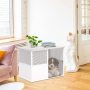 Indoor Pet Kennel with Lockable Acrylic Sliding Door Dog Cage End Table Furniture for Medium Dogs