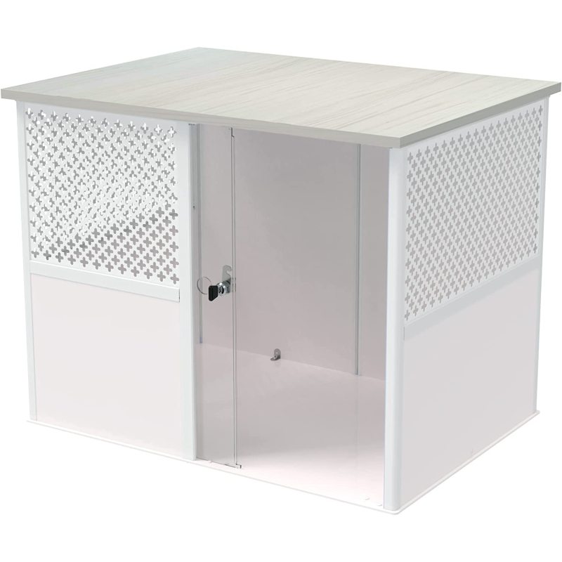 Indoor Pet Kennel with Lockable Acrylic Sliding Door Dog Cage End Table Furniture for Medium Dogs