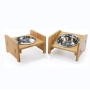 Raised Pet Elevated Bamboo Stainless Steel Bowls for Comfort Feeding