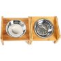 Raised Pet Elevated Bamboo Stainless Steel Bowls for Comfort Feeding