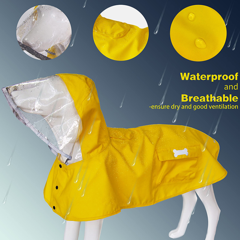 Adjustable Reflective Lightweight Pet Rain Waterproof Dog Raincoat Clothes with Poncho Hood