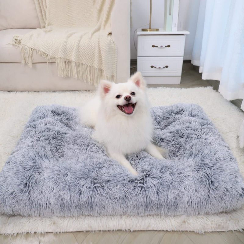 Plush Soft Fluffy Pet Beds Dog Bed Crate Pad Dog Crate Bed for Large Medium Small Dogs
