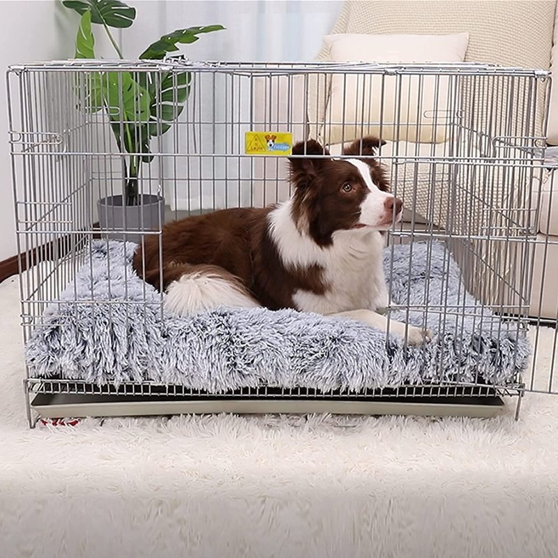 Plush Soft Fluffy Pet Beds Dog Bed Crate Pad Dog Crate Bed for Large Medium Small Dogs