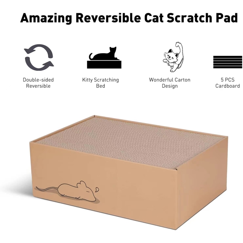 Cat Scratcher Cardboard 5 PCS with Box Reversible Cat Scratch Pad