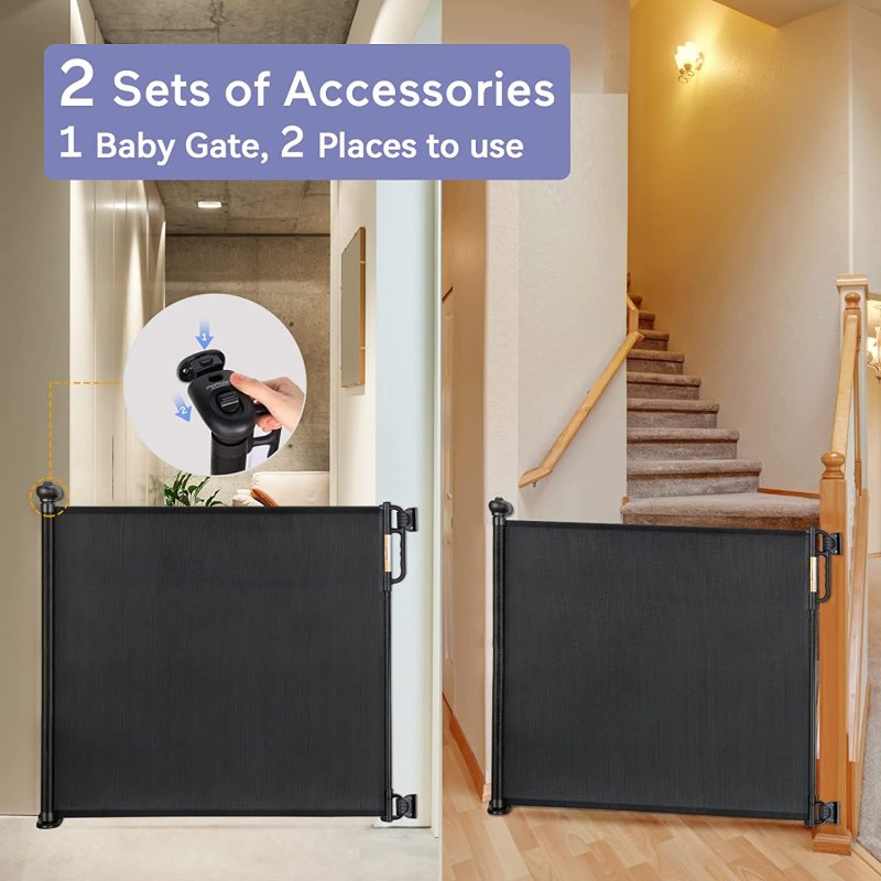 Child Safety Baby Gates for Stairs Retractable Baby Gate Extends up to Wide In The Living Room