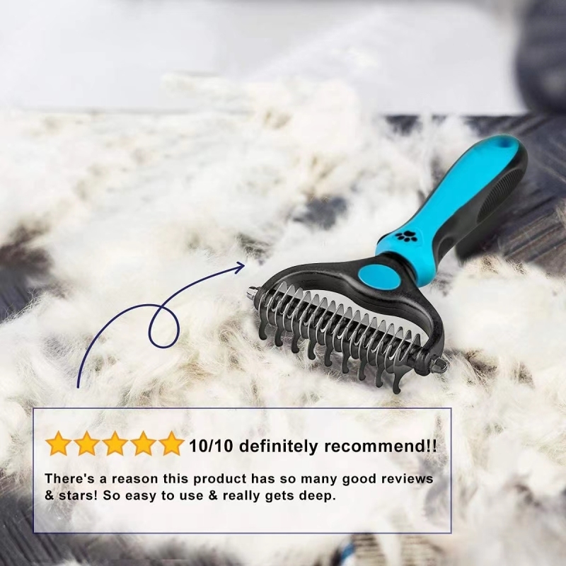 Dog and Cat Dematting and Deshedding Tool Safe Dog Detangler and Cat Brush