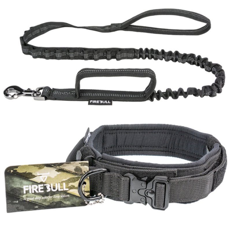 Nylon Pet Outdoor Tactical Training Dog Collar Dog Leash  Adjustable Luxury Leash Set High Quality Dog Collar