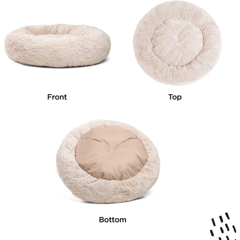 Donut Cat and Dog Bed in Lux Fur, Machine Washable, High Bolster, Multiple Sizes