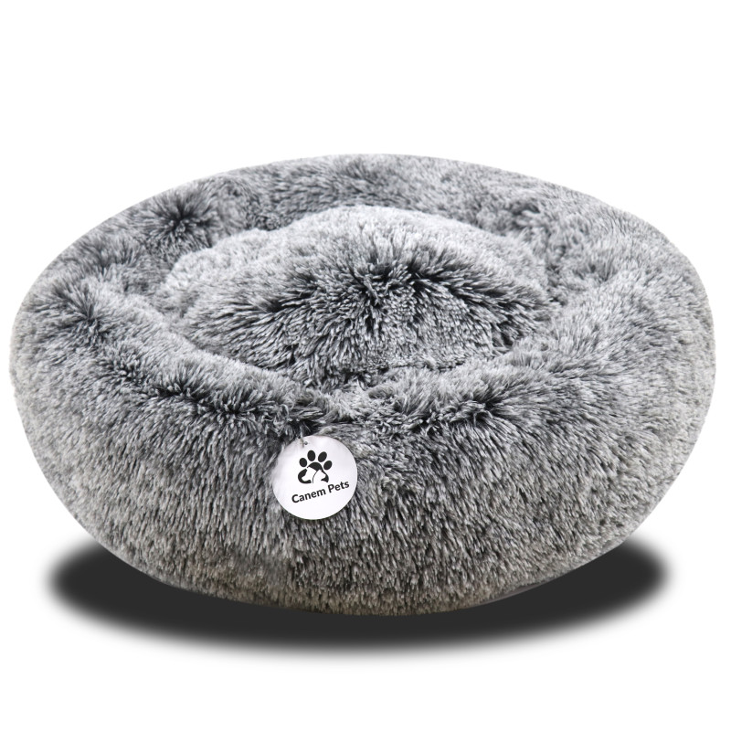 Donut Cat and Dog Bed in Lux Fur, Machine Washable, High Bolster, Multiple Sizes