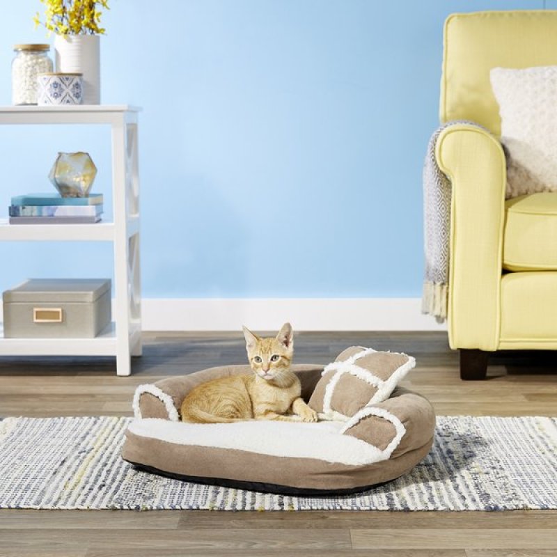Pet Sofa Bed with Anti Slip Bottom Pet Bolster Cat Dog Bed Color Varies Pet Bed for Dogs Cats