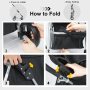 3 Wheels Dog Cat Cage Stroller Folding for Small Medium Dogs Travel Waterproof Puppy Stroller with Cup Holder & Removable Liner