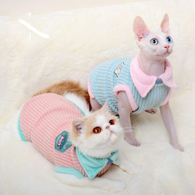 Cats T-Shirt Dress, Breathable pet Wear Clothes Vest Shirts for Sphynx, Cornish Rex, Devon, Peterbald