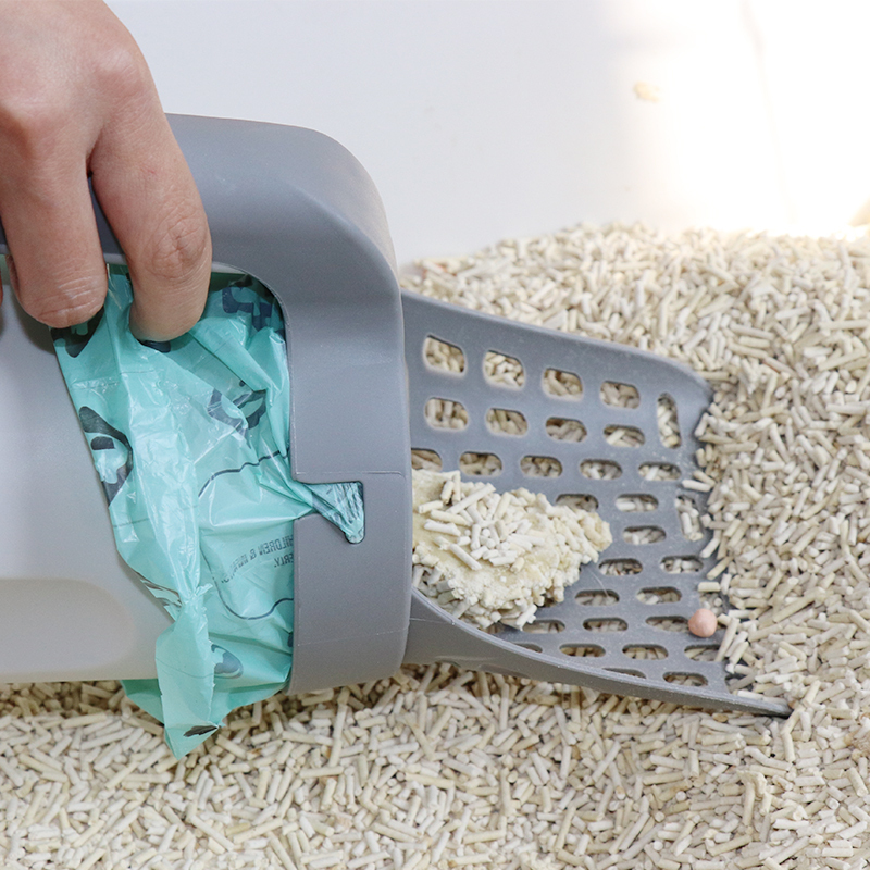 Large Capacity with Built-in Bag Holder Scoop and Bag at The Same Time  Cat Litter Shovel