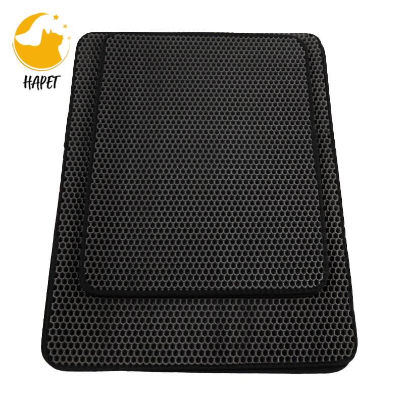 Cat Litter Mat Black Trapping for Box, No-Toxic & Large, Urine & Waterproof, Honeycomb Double Layer Anti Tracking Kitty
