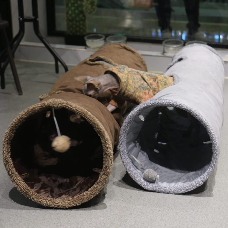 Foldable Big Cat Tunnel Track Cat Tunnels with Peepholes Bubble Ball For 2 Cats