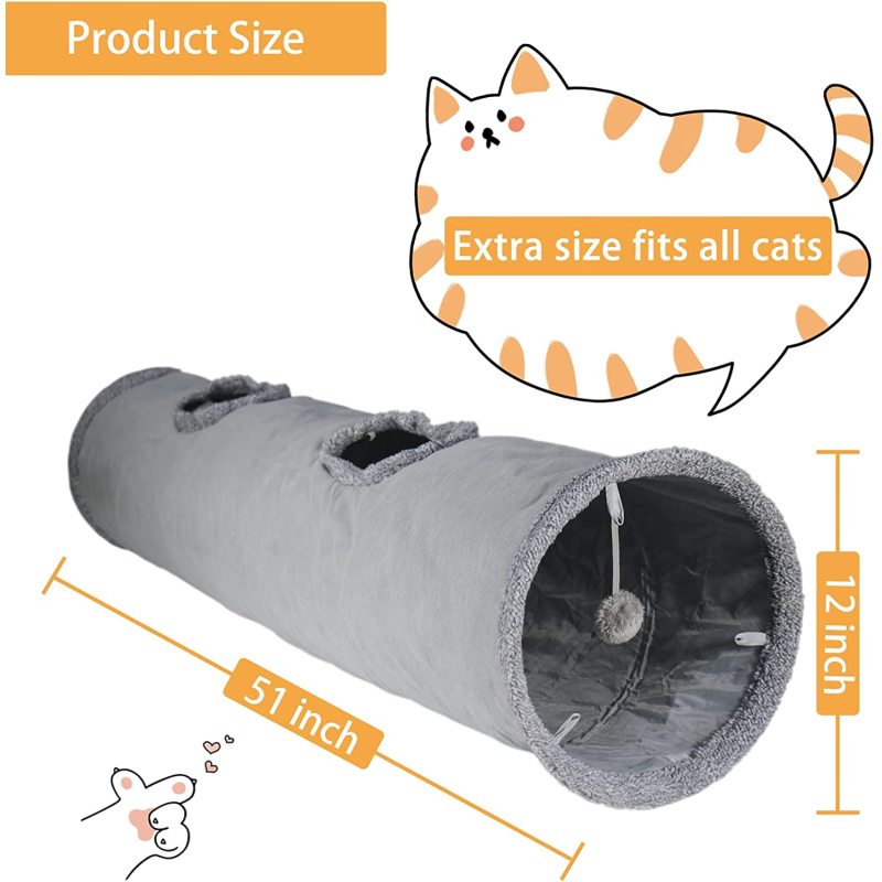 Foldable Big Cat Tunnel Track Cat Tunnels with Peepholes Bubble Ball For 2 Cats
