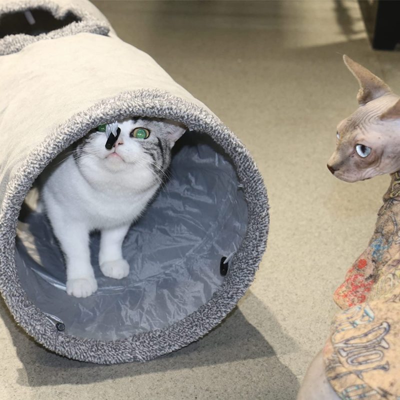 Foldable Big Cat Tunnel Track Cat Tunnels with Peepholes Bubble Ball For 2 Cats