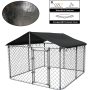 Water Resistant Black Proof Cover Chain Link Dog Cage with Heavy Duty Medium