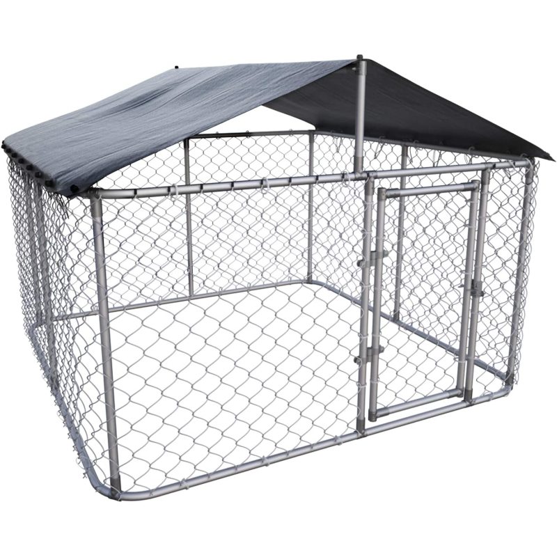 Water Resistant Black Proof Cover Chain Link Dog Cage with Heavy Duty Medium