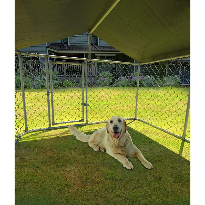 Water Resistant Black Proof Cover Chain Link Dog Cage with Heavy Duty Medium