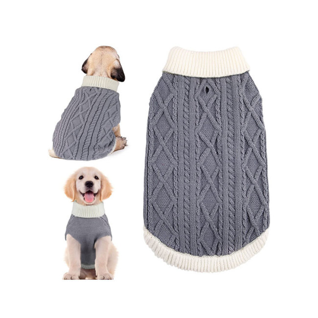 Winter Warm Soft High Stretch Turtleneck Pet Dog Sweaters Knitted Large Dog Sweater Sweaters With Leash Hole