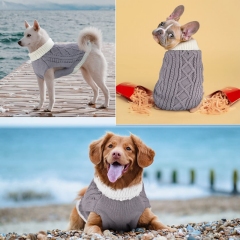 Winter Warm Soft High Stretch Turtleneck Pet Dog Sweaters Knitted Large Dog Sweater Sweaters With Leash Hole