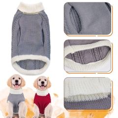 Winter Warm Soft High Stretch Turtleneck Pet Dog Sweaters Knitted Large Dog Sweater Sweaters With Leash Hole