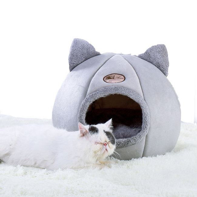 Anti-slip Warm Customized Suede Fabric Round Kitten Puppy House Bed And Sofa Bed Combination Cat Bed House