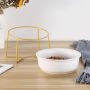 Gold Iron Stand Comfort Feeding Bowls For  Tilted Elevated Cat Dog