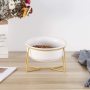 Gold Iron Stand Comfort Feeding Bowls For  Tilted Elevated Cat Dog